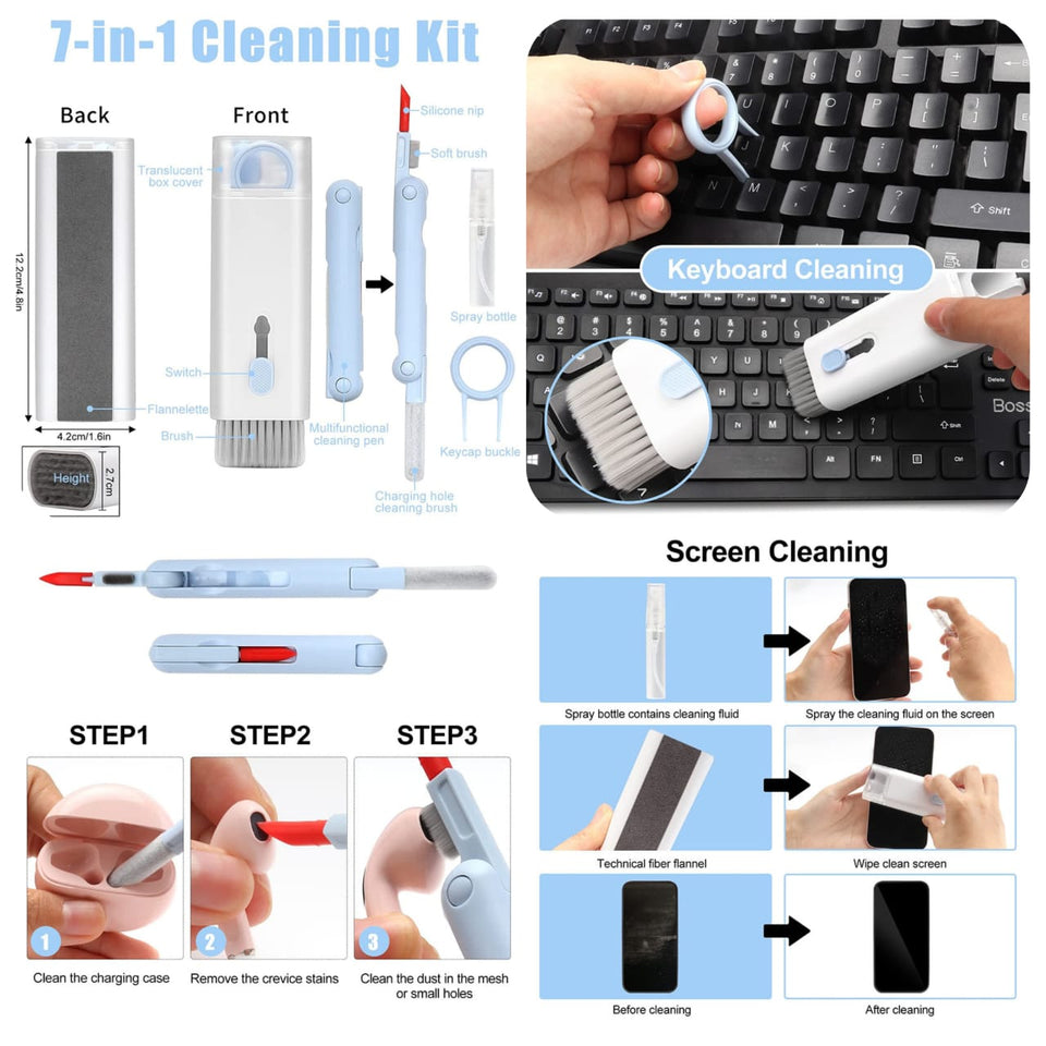 7 in 1 Multi Function Keyboard, Mobile ,Earphone Cleaning Kit