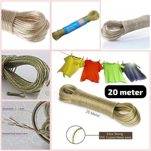 Heavy Duty 20 Meter PVC Metal Inner Rope for Laundry Wet Clothes